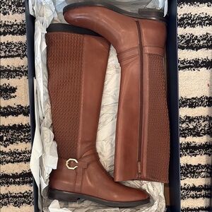 Cole Haan Leela Riding Boots in Harvest Brown Leather